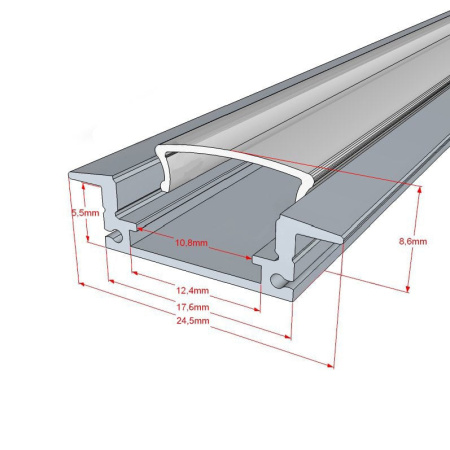 Алюминиевый профиль RLS005 550 (2000x25/17,8x8,6мм с рассеивателем)