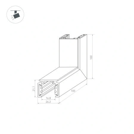 Коннектор угловой MAG-ORIENT-CON-2620-L90-EXT (BK, внешний) (Arlight, IP20 Металл, 3 года)