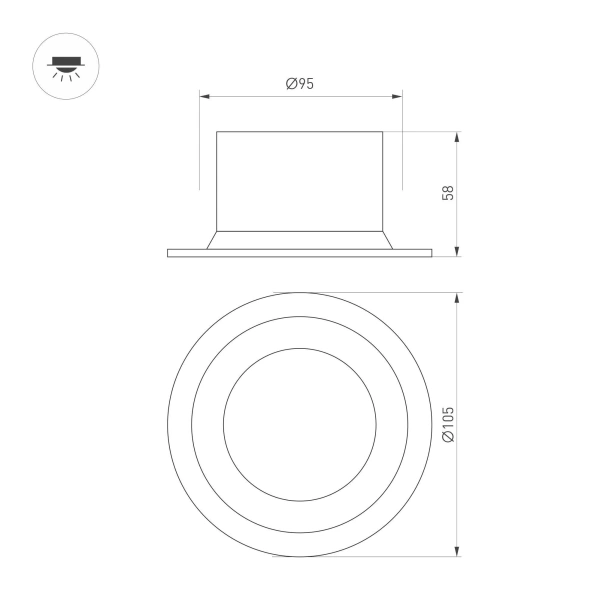 Светильник MS-DROP-BUILT-R105-14W Day4000 (BK, 85 deg, 230V) (Arlight, IP54 Металл, 5 лет)