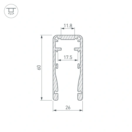 Профиль ALU-HANDRAIL-2000 FOR GLASS 17.5 (Arlight, Алюминий)
