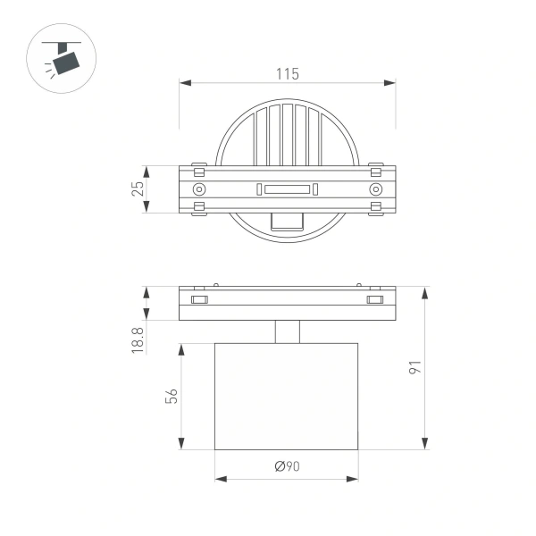 Светильник MAG-VIBE-RONDO-R90-10W Day4000 (BK, 110 deg, 48V) (Arlight, IP20 Металл, 5 лет)